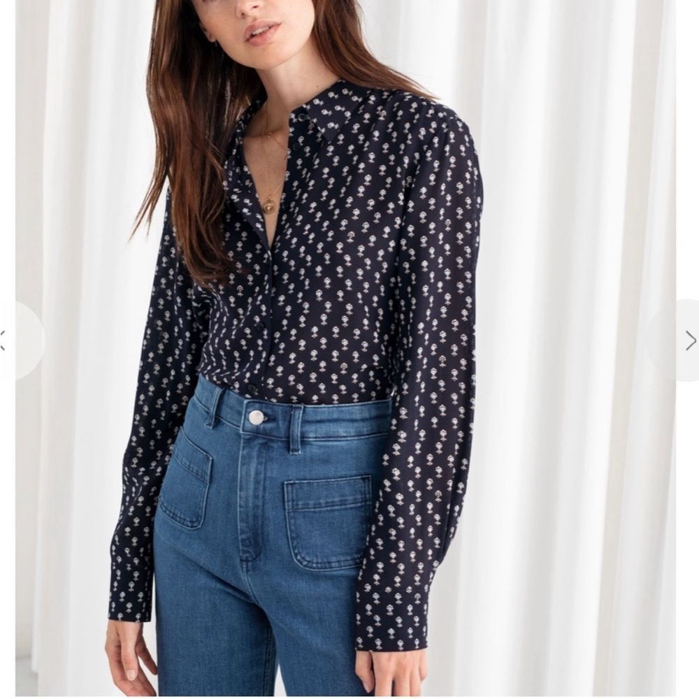 & Other Stories Silk Floral Print  Shirt